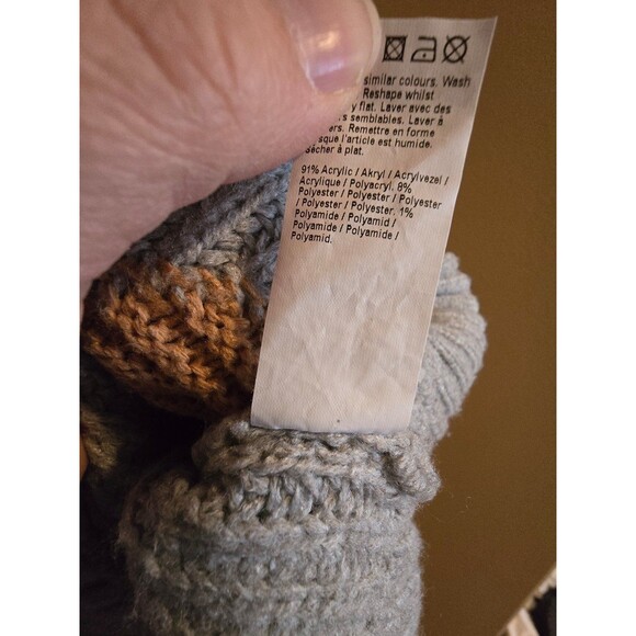 River Island gray patterned chunky turtle neck sweater size small - Picture 9 of 10